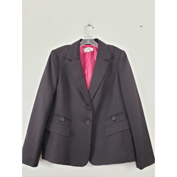 (Ma) Le Suit Jacket Womens Size 14 Lined Blazer Stripe Office Siren Office core - Picture 1 of 8